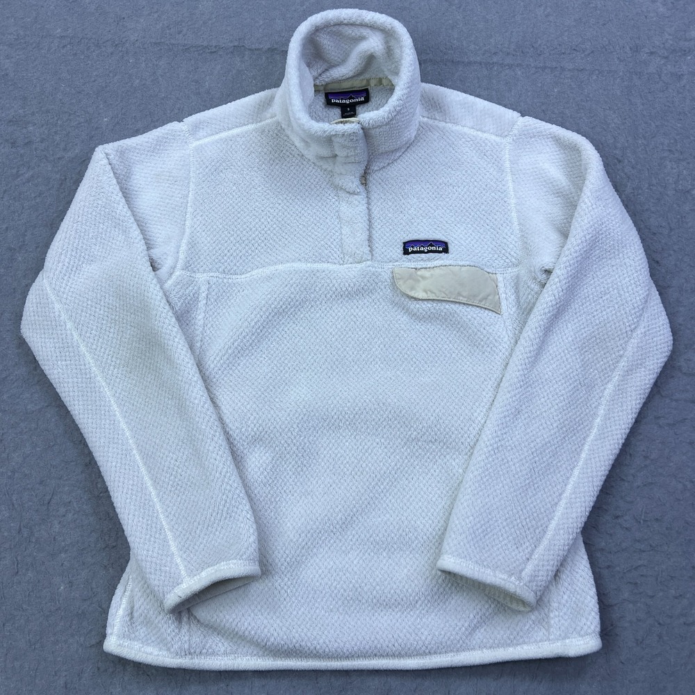 Patagonia Re-Tool Snap-T Pullover Womens Small White Fleece Polartec Thermal Top